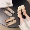 One-pedal Versatile 2025 French Spring New Mary Jane Shoes Women's Flat-soled Shallow Mouth Retro Square Head Pleated Single Shoes