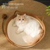Hand-Woven Round Rattan Pet Bed - Japanese Cattail Cool Mat for Cats and Dogs