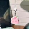 Decorative Pendant with Lanyard Flocked Cake Dog Pig Bear Shape Keychain Bag Charm Mobile Phone Hanging Ornament