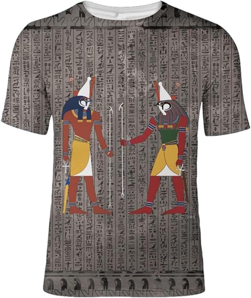 Vintage Altes Ägypten 3D Gedrucktes T-Shirt Herren Damen Sommer Lässig Kurzarm T-Shirts Mode Straße Rundhals Tee Tops