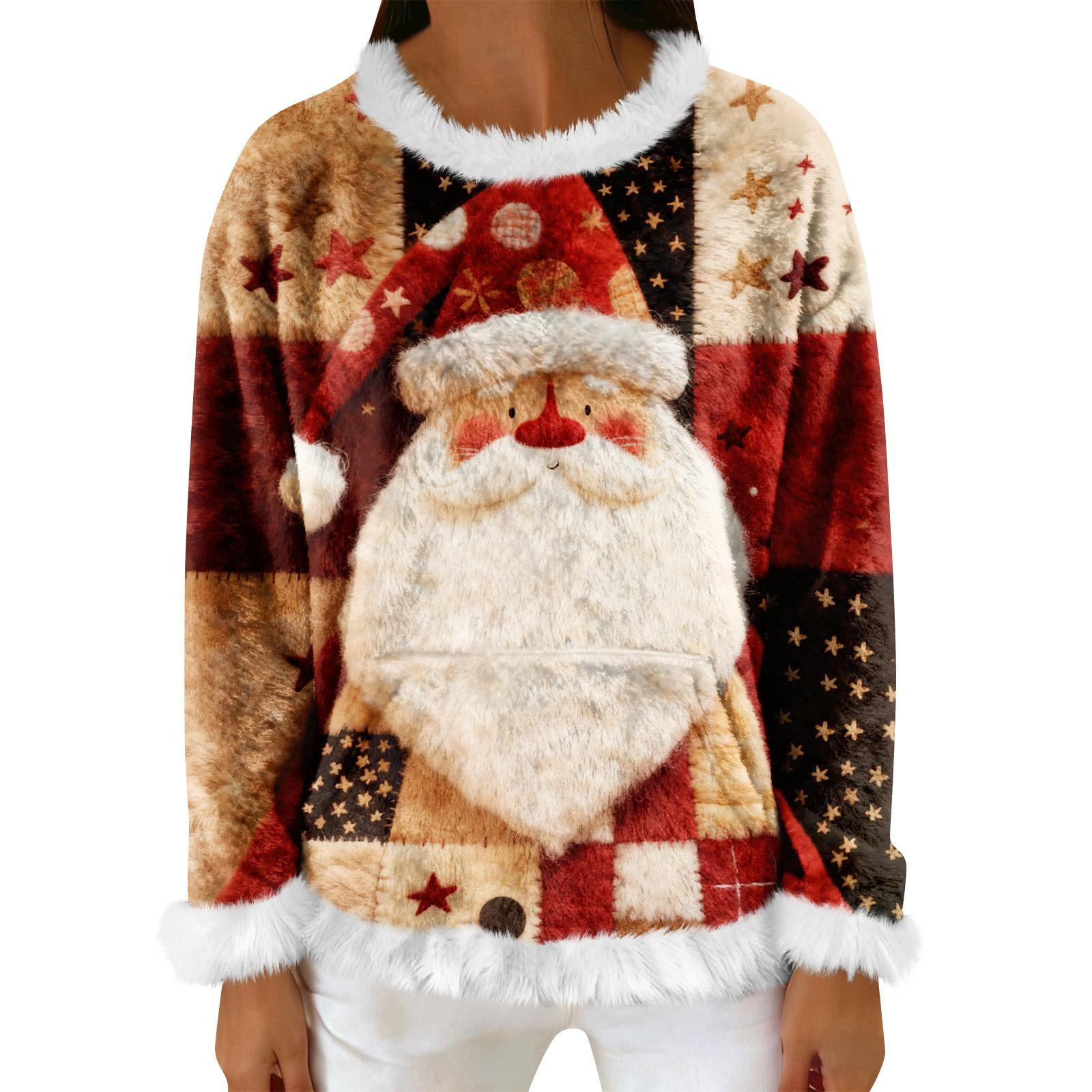 

Женский повседневный флисовый свитшот с длинными рукавами и круглым вырезом, удобный, свободного кроя, легкий, фланелевый свитшот для женщин M