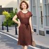Elegante Vestido de Verano para Mujeres de Mediana Edad (40-50 Años) - Falda adelgazante de longitud media con cuello redondo