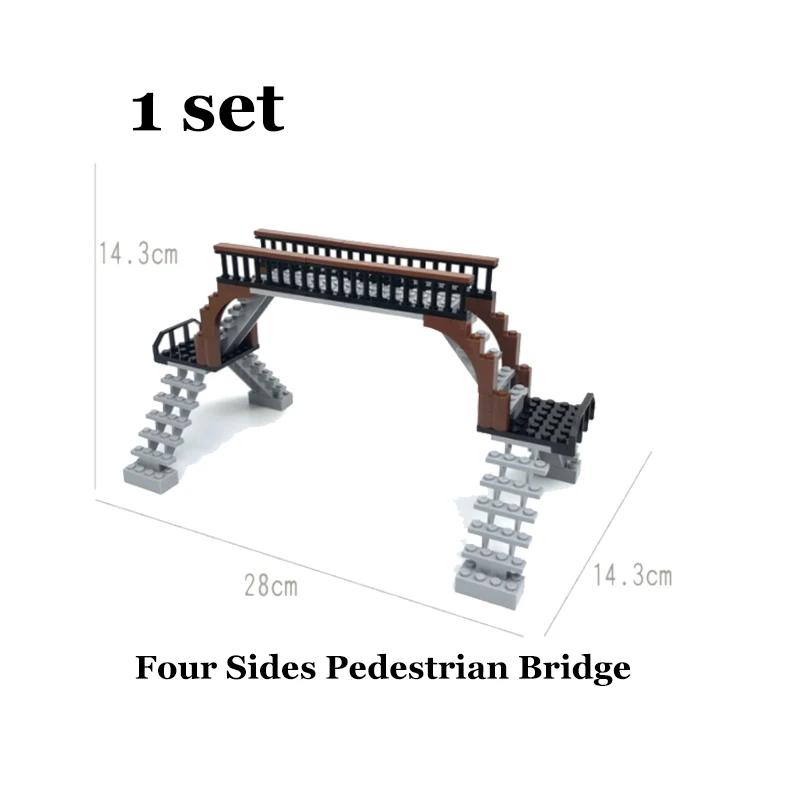 City Train Parts Tracks Train Station Bricks Railway Buffer Stop Model Rails Straight Curved Railways Building Blocks MOC Toys