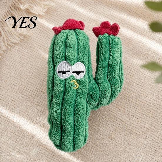 Plush Cactus Cat Toy Toy, Catnip Filled Chew Cute Handcrafted Stuffed Kitten Teething for Indoor Cats Entertainment
