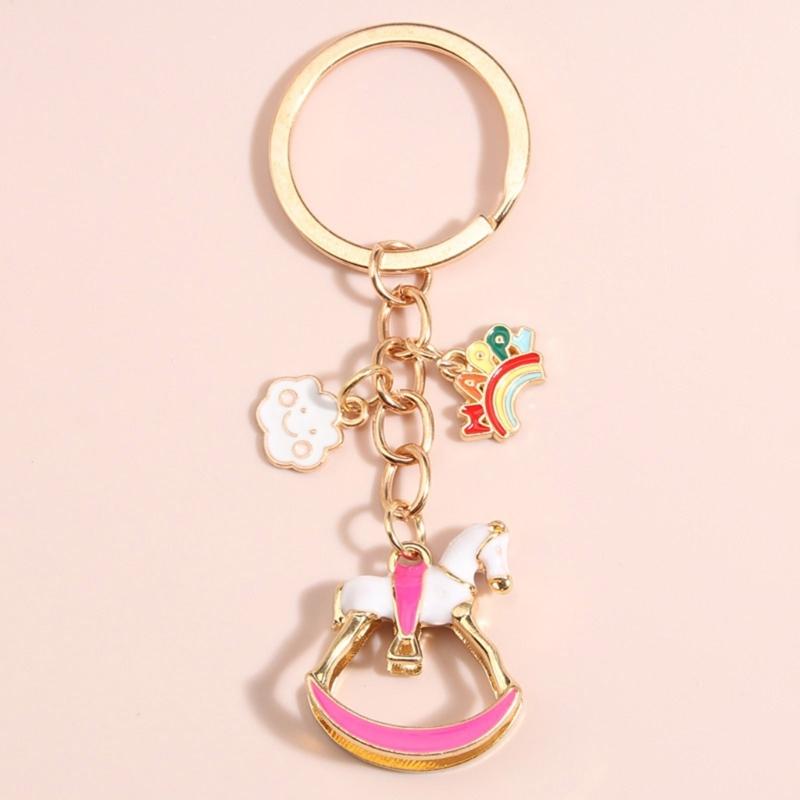 Multipurposd Charm Unicorns Keychain with Rainbow Mane Enamel Sturdy Alloy Handbag Charm Accessory for Men and Women