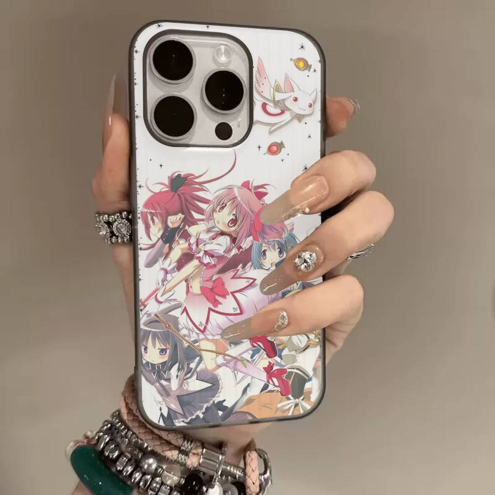 Cute Anime Puella Magi Madoka Magica For Phone 17 16 15 14 13 12 11 Pro Max Plus Pro Air Phone Case Corrugated Stripe Back Cover