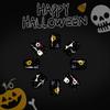 24Pieces Halloween Press On Nail Black Theme White Skeleton Skull Design Fingernail Tips Nail Not Need Tools