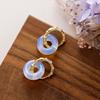 Luxury High Quality European and American Natural Stone Crystal Donut Earrings Earrings Fashion Commuter Earrings Stainless Steel Earrings Jewelry