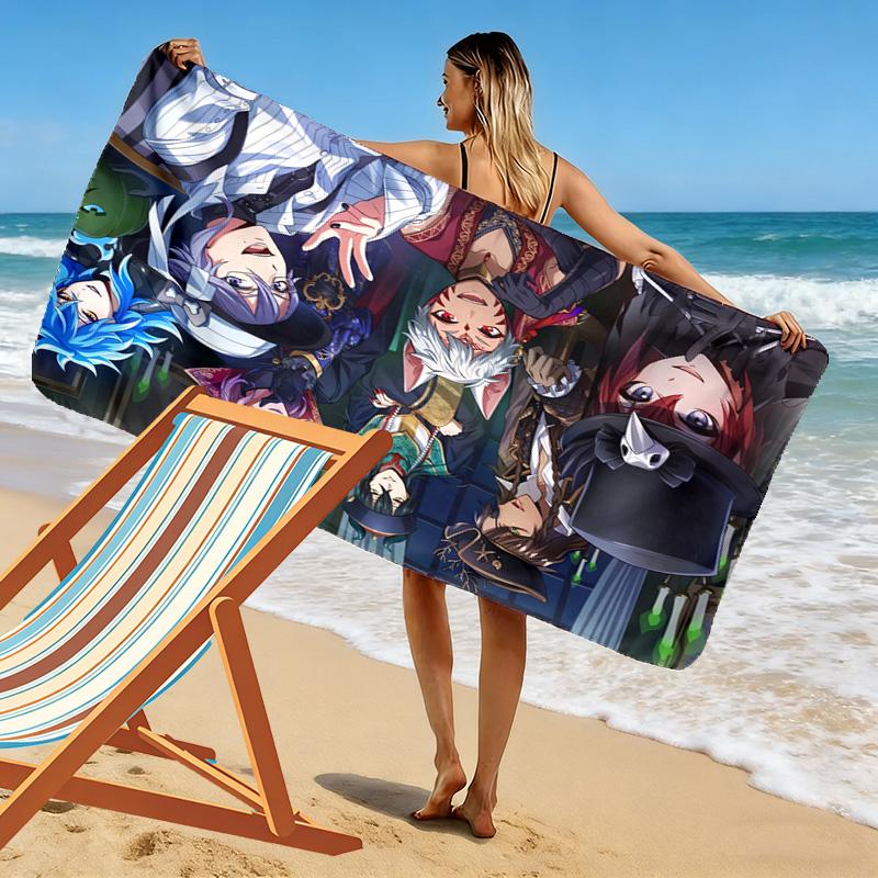 Twisted Wonderland 2D Flat Print Beach Towel, Large Soft Quick Dry Towel for Beach Camping SwimmingDSTJ0925414