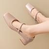 Spring Heel Wide Strap Women's Shoes Slip-On Casual Style Comfortable Leather Fashion Retro French Style