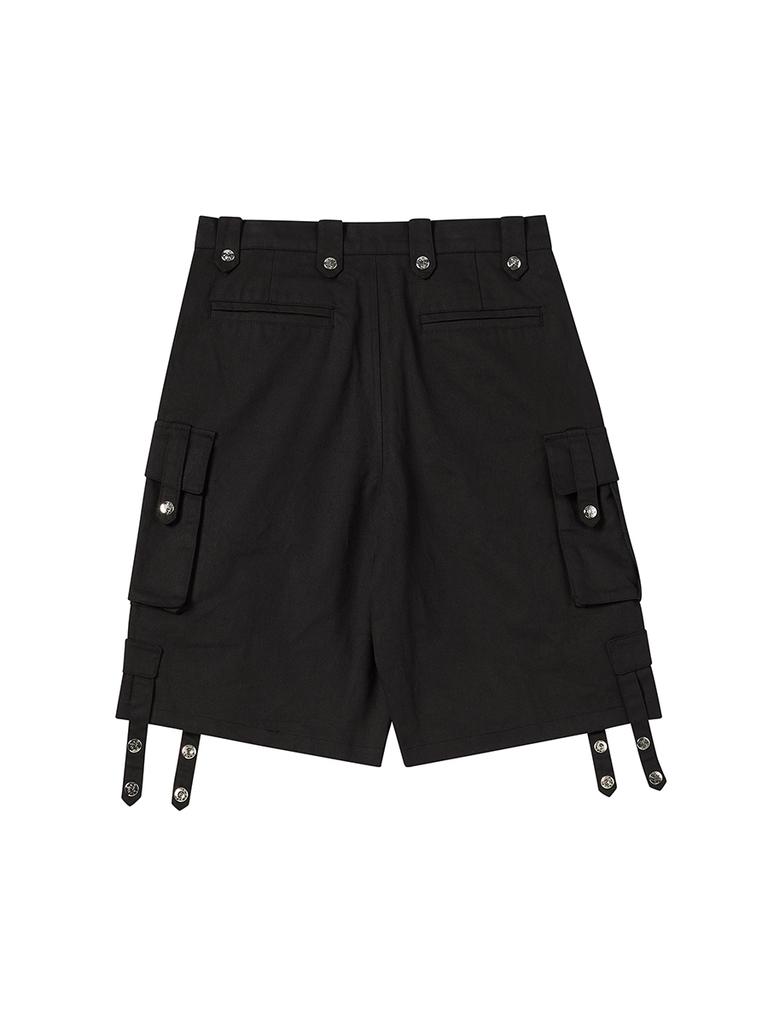 NYXX Button Cargo Half Pants Black