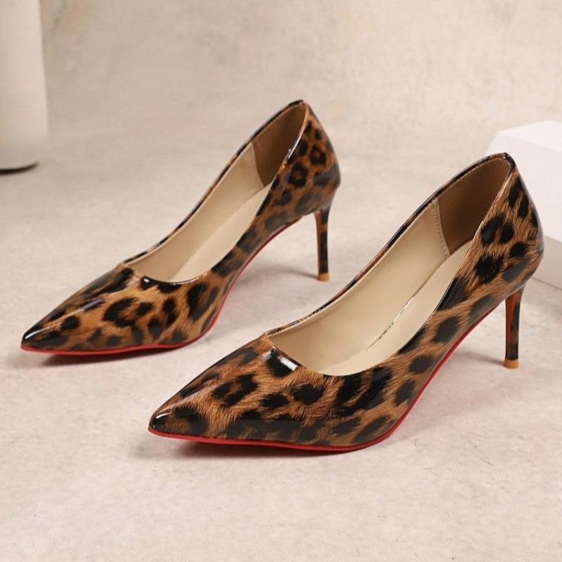 Fashion 2025 Fashion Shallow Women's High Heels New Leopard Print Office and Career Sexy Pointed Toe Plus Size Best Seller Heels Women