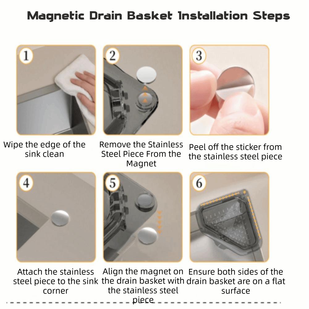 Separate Anti-leak Sink Drain Basket Detachable Openable Bottom Cover Triangle Food Waste Filter Basket Magnetic Multifunctional