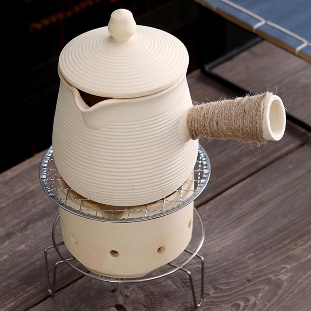 Ceramic Teapot and Stove Tea Maker Blooming and Loose Tea Leaf Kettle Porcelain Tea Pot with Rope Wrapped Handle for Hotel