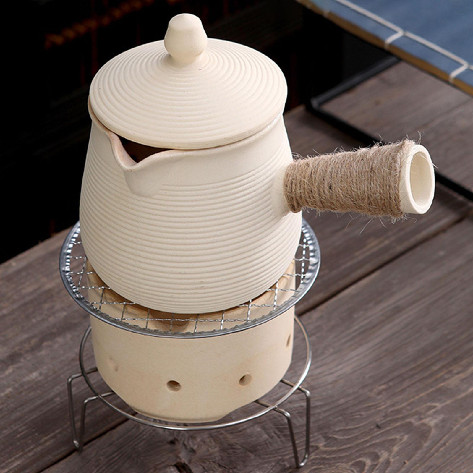 

Ceramic Teapot and Stove Tea Maker Blooming and Loose Tea Leaf Kettle Porcelain Tea Pot with Rope Wrapped Handle for Hotel