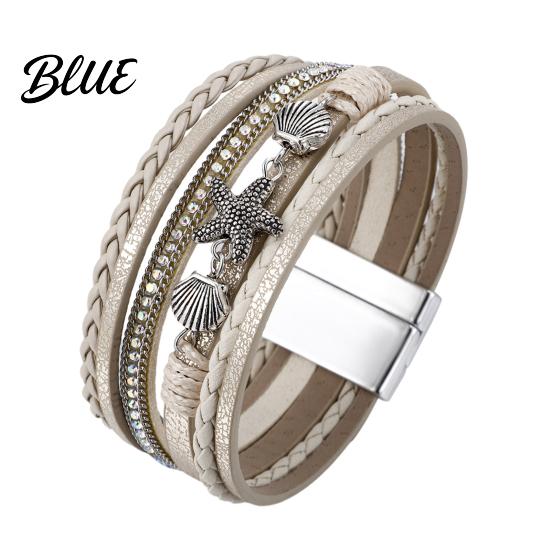 Bracelet Casual Accessory Women Braided Multi-Layer Bohemian Faux Leather Rope