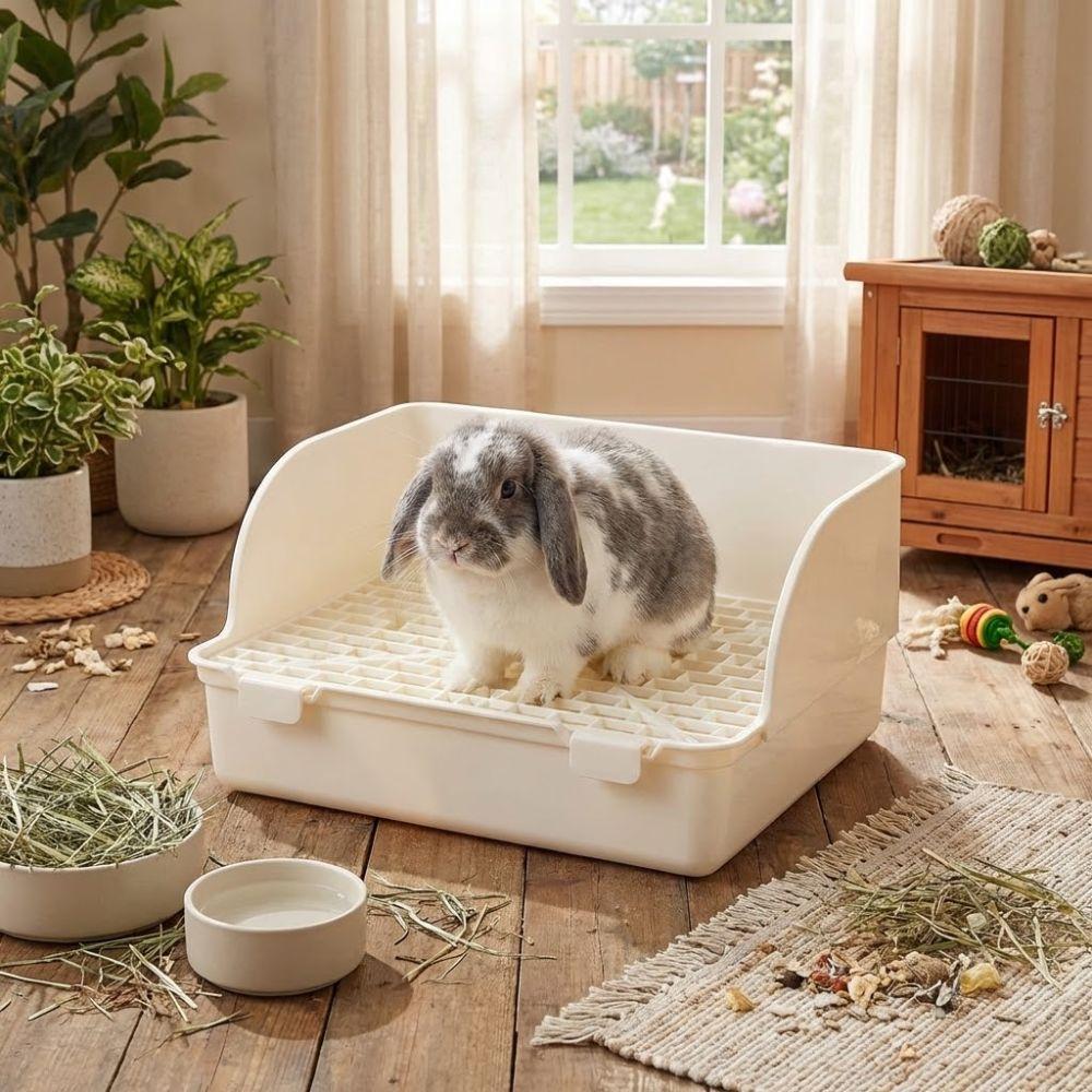 Rectangular Rabbit Litter Tray Anti-spill Pet Toilet Box Animal Potty Trainer Pet Supplies
