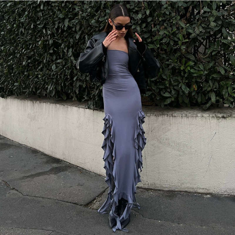 Spicy girl dress Women's Clothing Bra skirt Summer Sense of design Irregular Dress Sleeveless