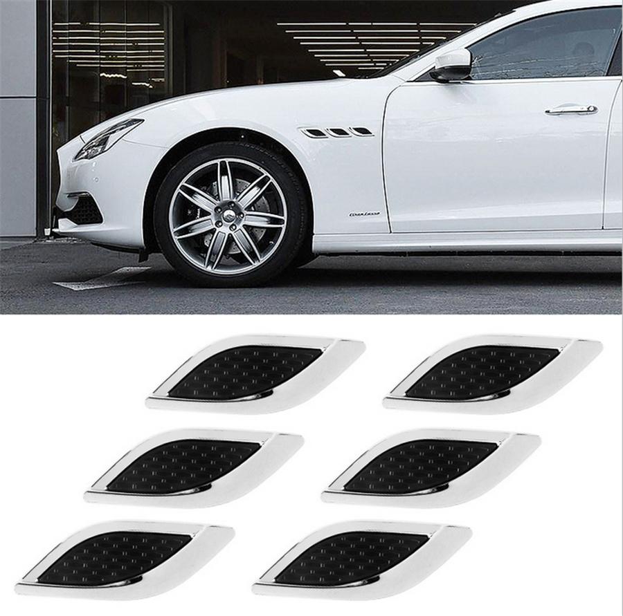 Car Styling 3DShark Gill Car Side Fake Vent Sticker Metal Chrome Fine Decoration