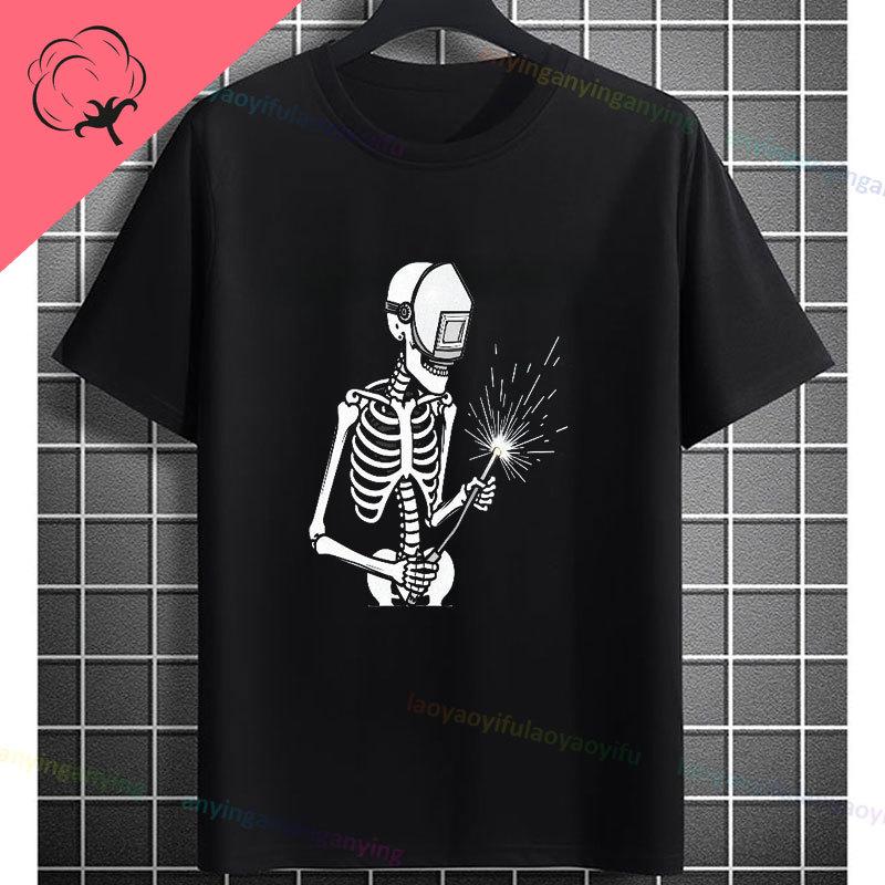 UnisexS Welder Graphic TShirt God Guides My Hands Fashion Shortsleeve Pure Cotton Oneck Casual Humor Style Tshirt