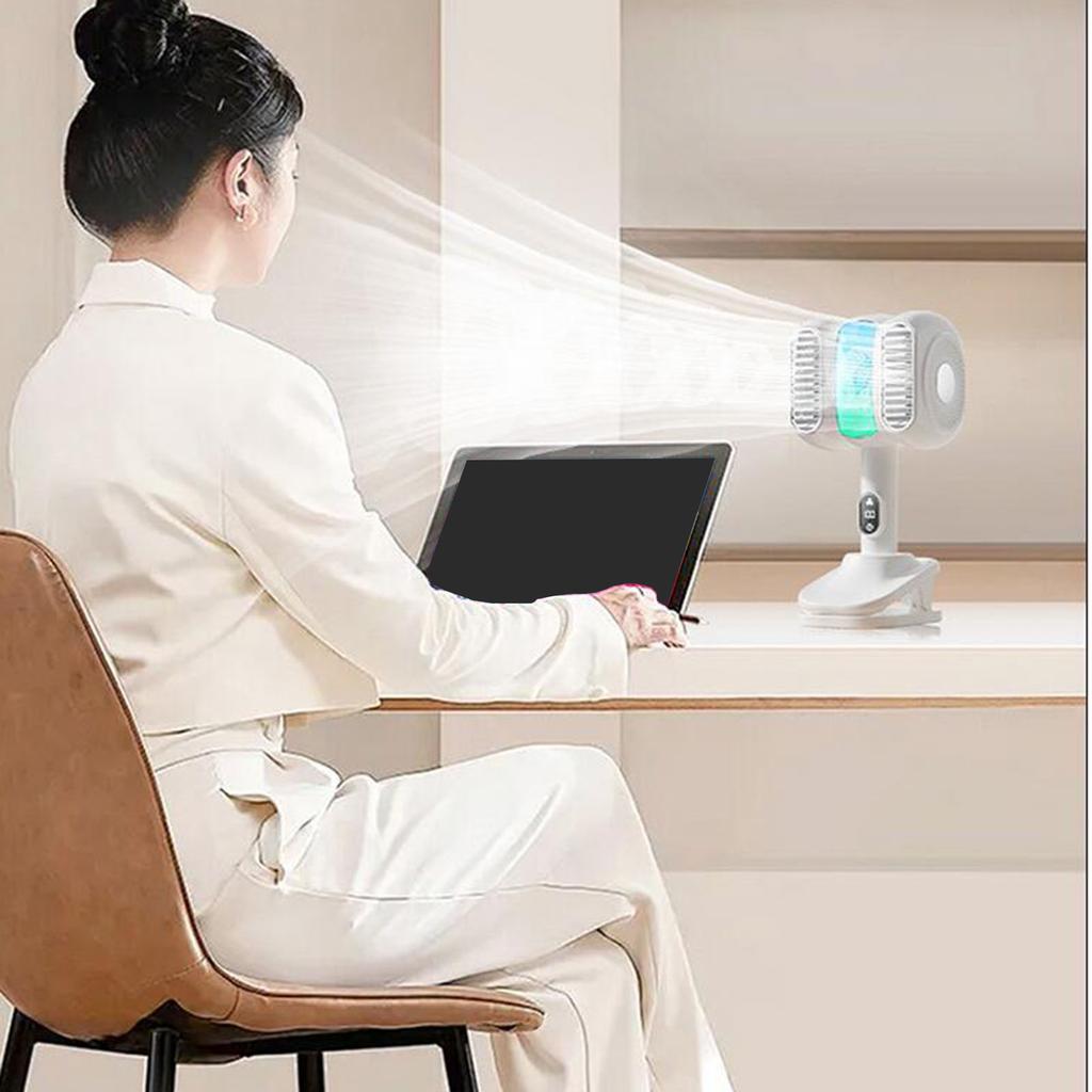 Portable USB Clip On Fan Strong Wind Desk Fan Camping Home Camping Backpacking Car Personal Fan with Clip Rechargeable Mini Fan