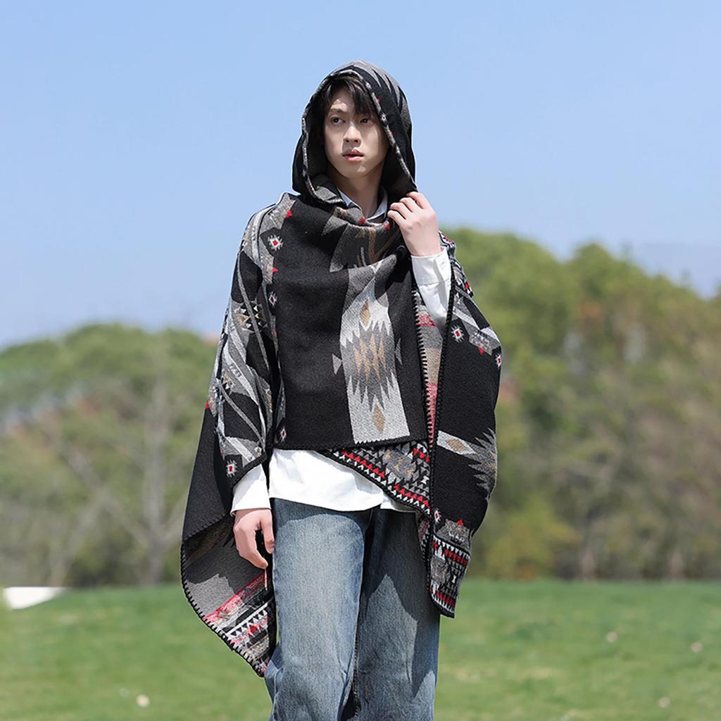 Men's & Women's Hooded Shawl Cape Cloak - Spring/Summer Scarf, Yunnan Xinjiang Tibet Style