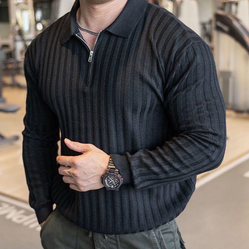 Pánské pletené polo tričko 2025 - Módní trend podzim/zima, Sportovní ležérní základní vrstva