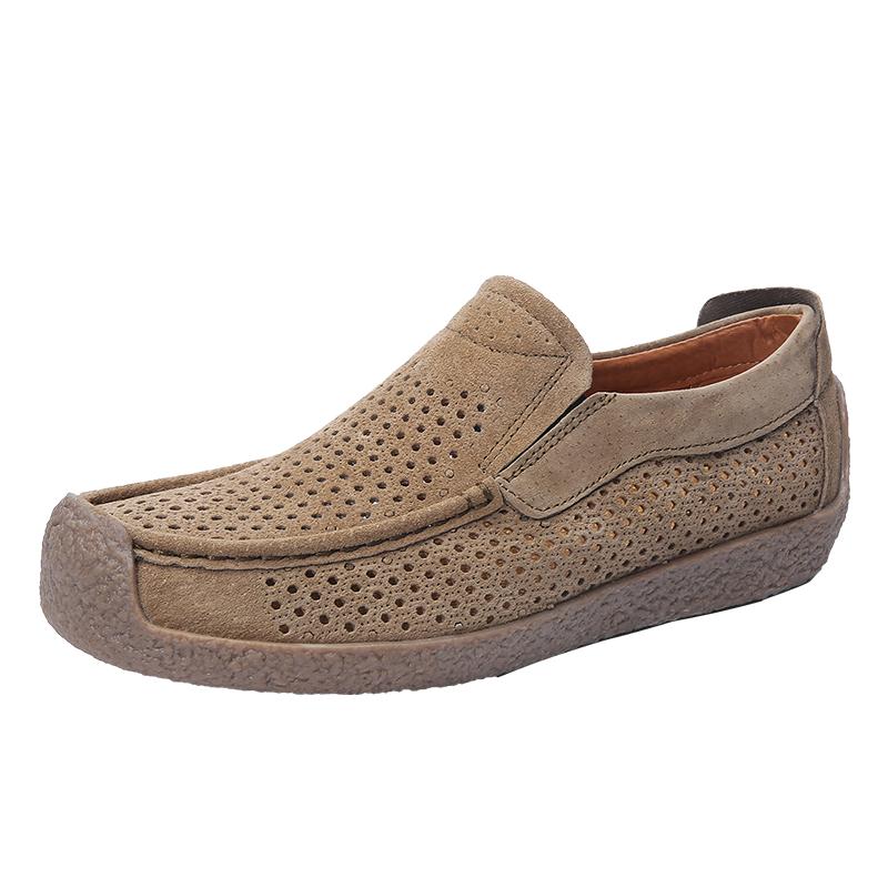 Fashion Summer Men Loafers Luxury Genuine Leather Mens Shoe Suede Male Casual Shoes Breathable Soft Driving Shoes Walking Shoes