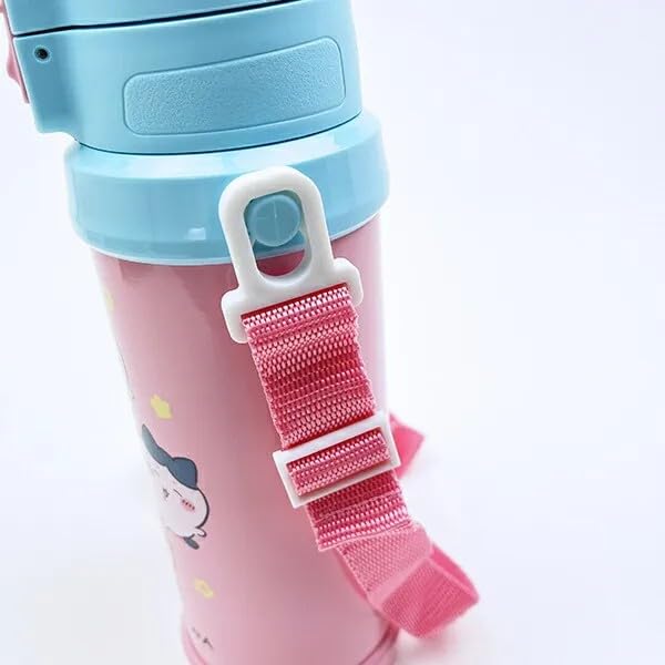 Chiikawa Stainless Steel Sports Water Bottle, Direct Drinking, One-Touch Design, Insulated, 800ml, Dance Set (Water Bottle, Name Sticker)