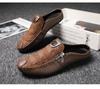 Men's Retro Leather Slip-On Driving Shoes with Zipper