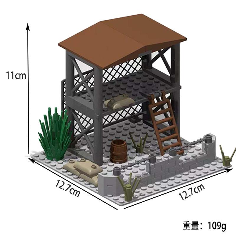 Bricks Toys Model Military Army War DIY Military WW2 Soldiers World 2 Base Observation Tower Assemble Building Blocks Children's