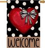 ARGOOFG Polka Dot Red Heart with Bow Welcome Valentines House Ag Double Sided Outside Love Outdoor Seasonal Dec LLX