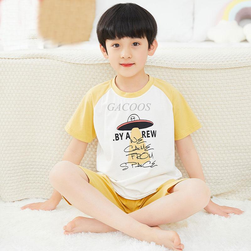 Baby Boys Pajamas Summer Short Sleeved Children's Clothing Sleepwear Teen Pajama Cotton Pyjamas Sets for Kids 6 8 10 12 14 Years