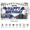 Truck Theme Birthday Banner, 70.8x43.3 Inch, Blue Happy Birthday Party Decoration, Polyester Material, Realistic Truck Design