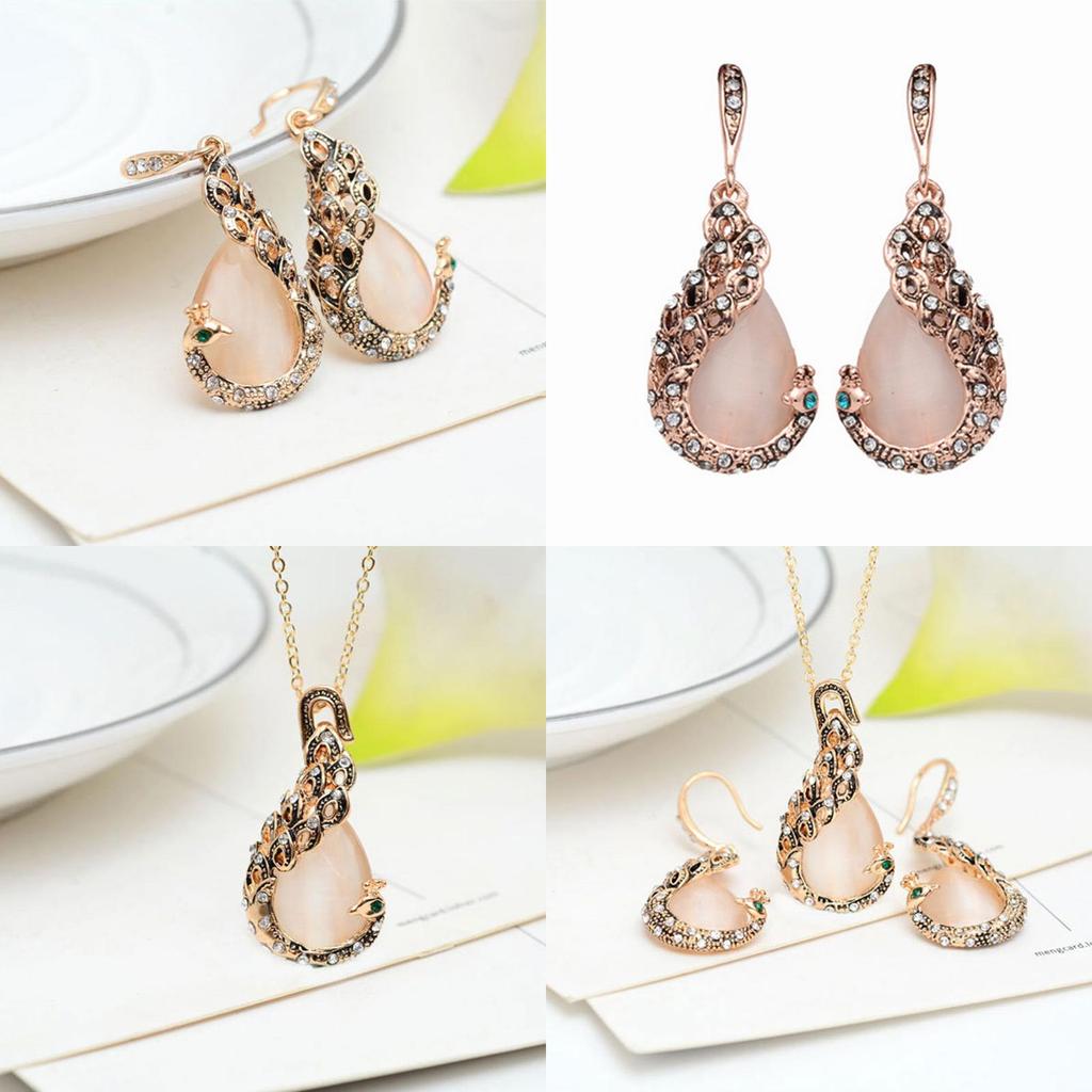 Timeless Women Crystal Jewelry Set With Stunning Peacock Design Necklace And Earrings For All