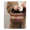 High-end Canvas with Cowhide Leather New Temperament Versatile Portable Makeup Bag Commuting and Casual Women's Bag