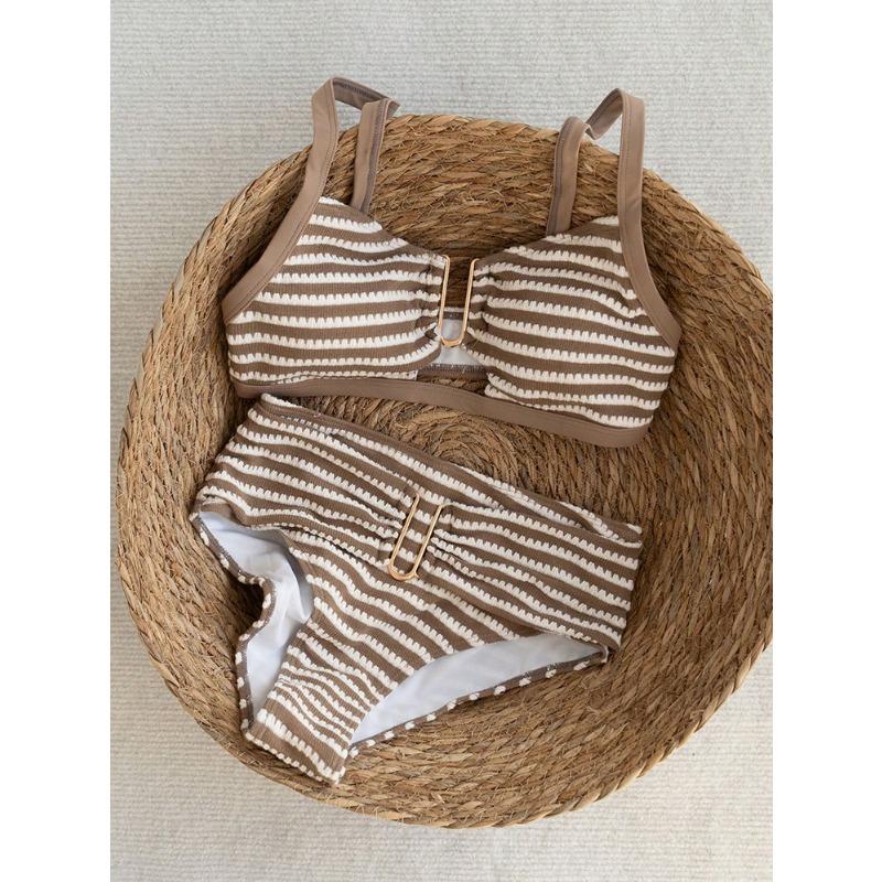 Women S Striped Split Bikini Set Sexy Beach Swimwear