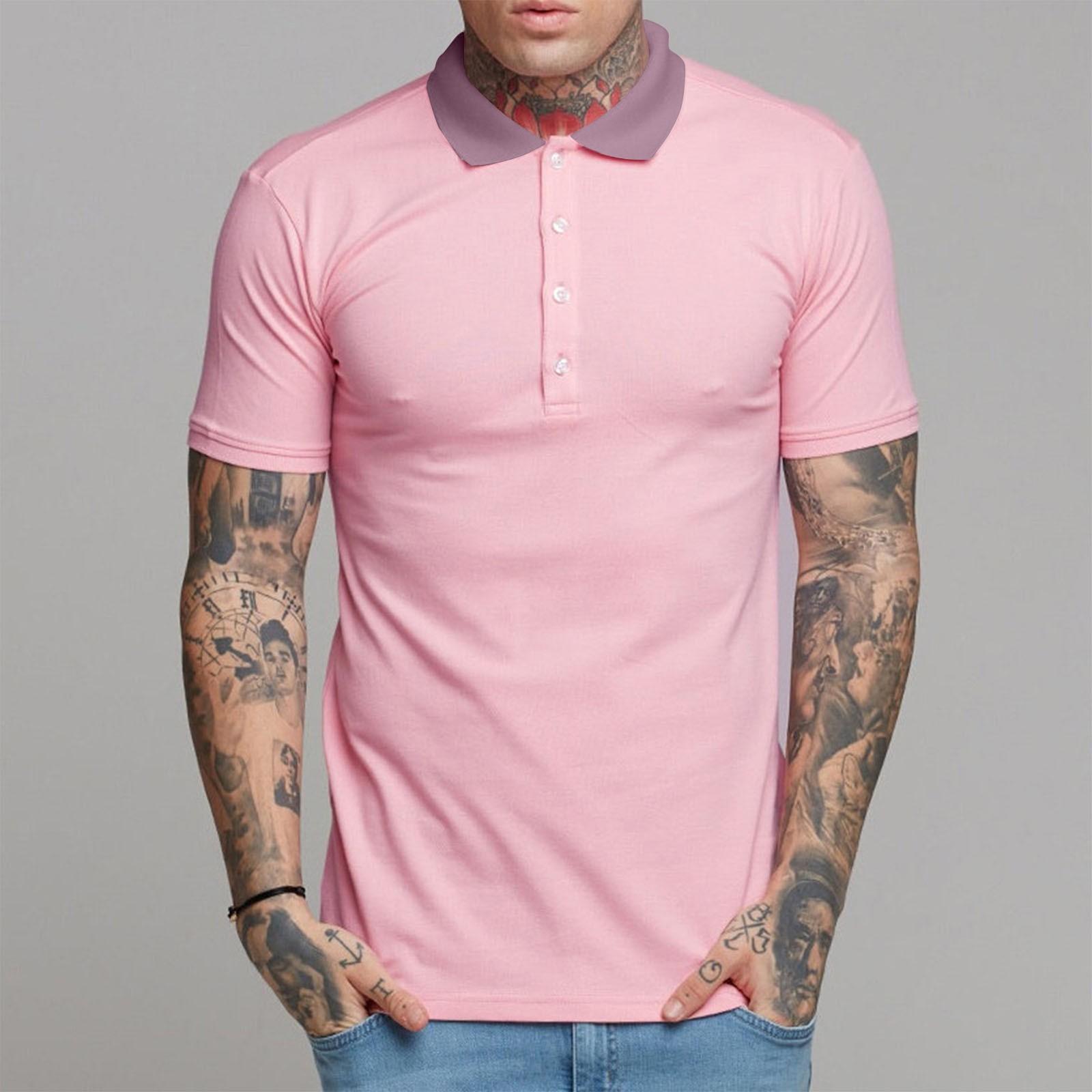 

Men s Summer Leisure Culture Breathable Short Sleeved Shirt Top XXL рожевий