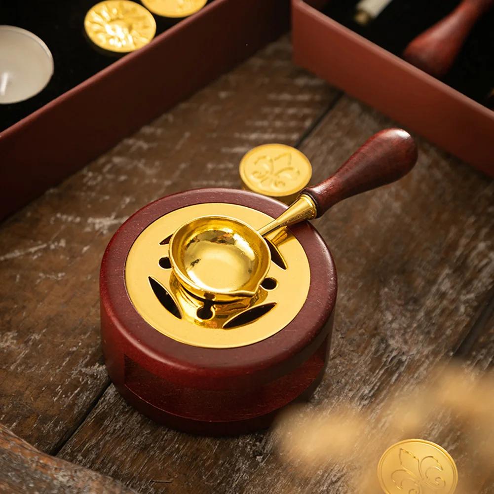 Wedding Invitations Cards Sealing Wax Stamps Set Solid Wood Vintage Wax Seal Stamp Heating Stove Kit Envelopes Gift Packing