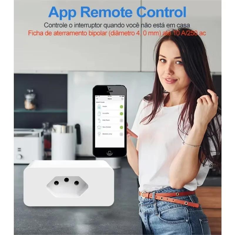 16A Brazil Standard WiFi Smart Plug with Power Monitor Smart Life APP Remote Compatible Smart Socket Work for Google Home Alexa