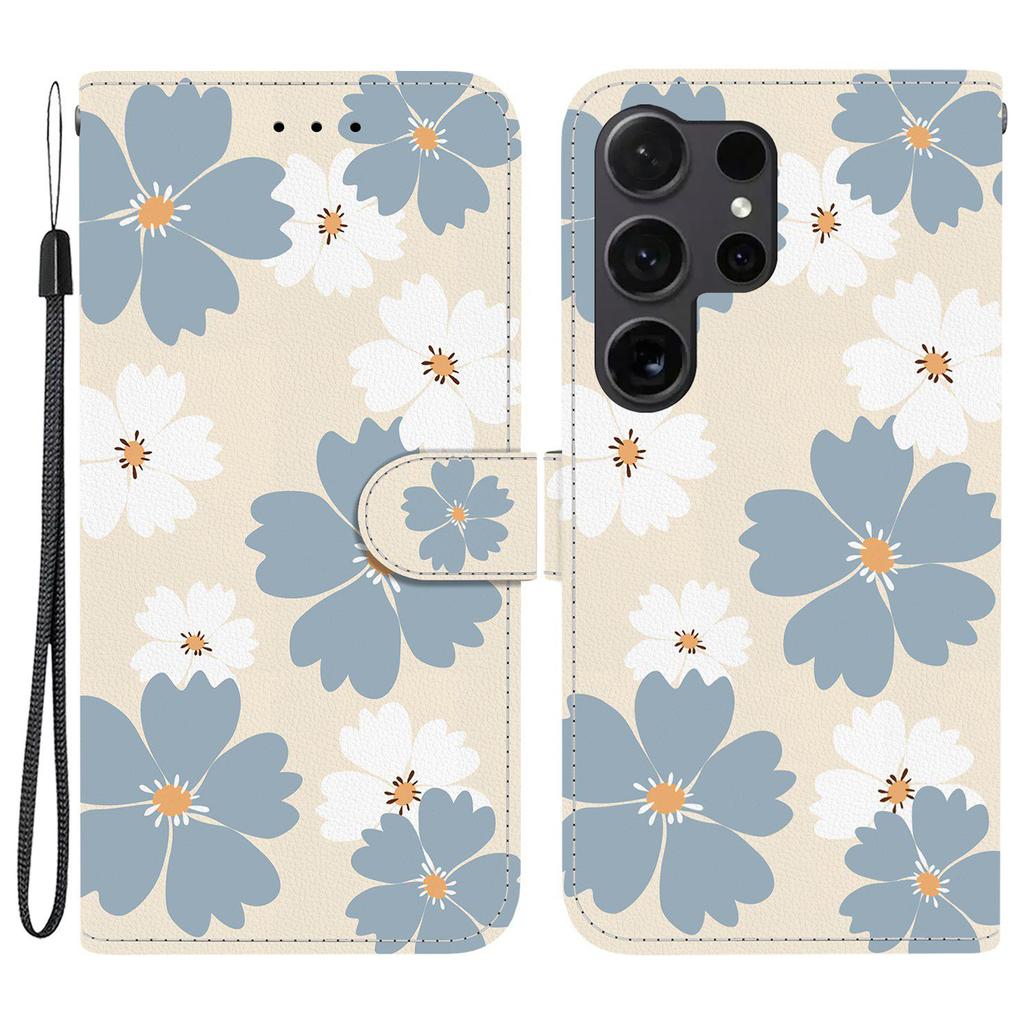 Für Samsung Galaxy S25 Ultra Brieftasche Hülle Musterdruck Leder Ständer Handyhülle mit Riemen