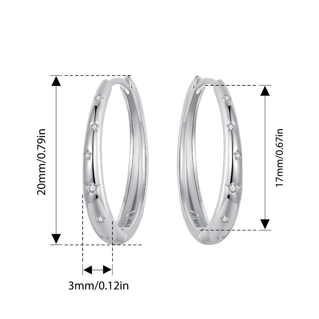 WOSTU S925 Luxury Wedding Earrings 925 Sterling Silver Zircon Star Hoop Earring Women Engagement Pendients Party Jewelry Gift