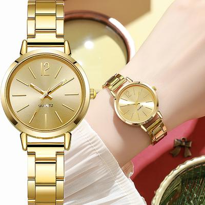 Luxury Watch for Women Simple Round Dial Stainless Fashion Gold Bracelet Quartz Wristwatch Students Ladies Watches Reloj Mujer