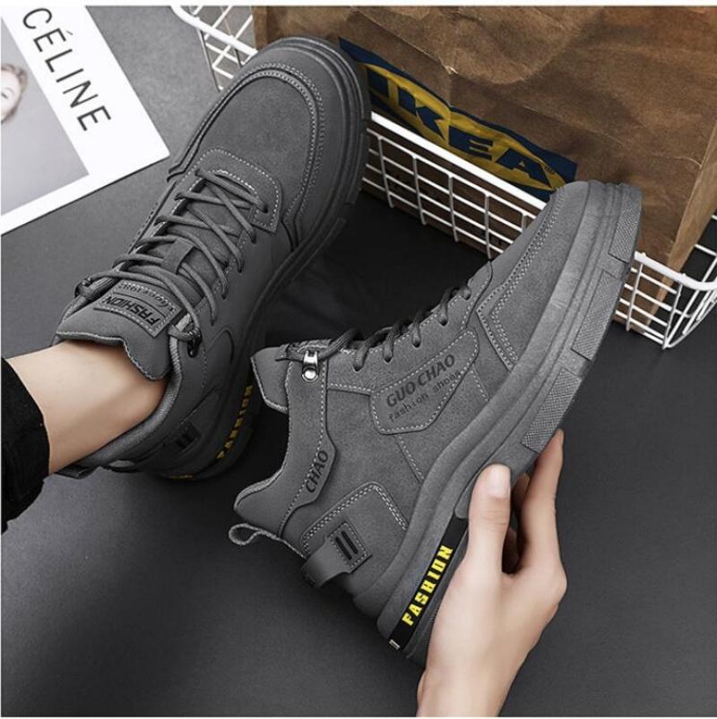 Men S Casual Sneakers High Quality Comfortable High Top Ankle Boots Chelsea Fashion Cowboy Work Shoes Trend Versatiled Hombres