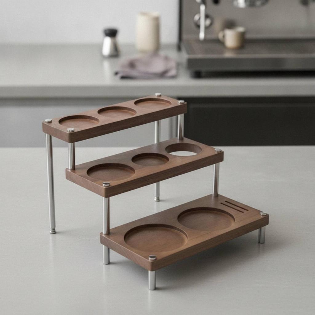Espresso Tamping Stand Space-Saving Coffee Tool Holder Wood for Café, Baristas