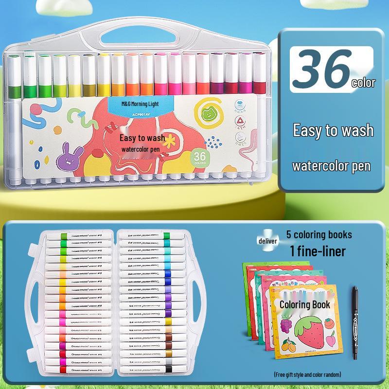 24-Color Washable Triangular Watercolor Pen Set for Kids