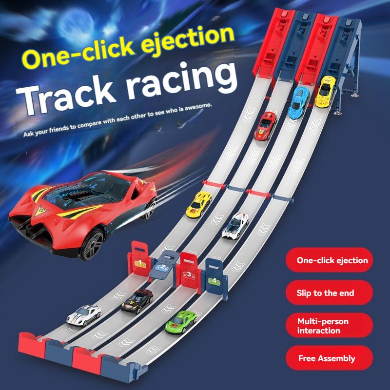 Racing One-Click Catapult Track 4/8 Cars Set Kids Toys Multiplayer Roller Coaster Parent-Child Interaction Dual-Mode Gameplay