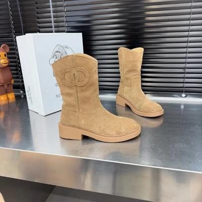 Femmes Rétro Mode Bottines Chunky Confortables Chaussures en Daim Hiver Tendance Nouveau Décontracté Marche Chelsea Botas Classique Femme Chaussures