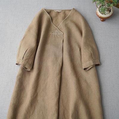 Women's Plus Size V-Neck Short Sleeve Linen Dress - Summer 2026
