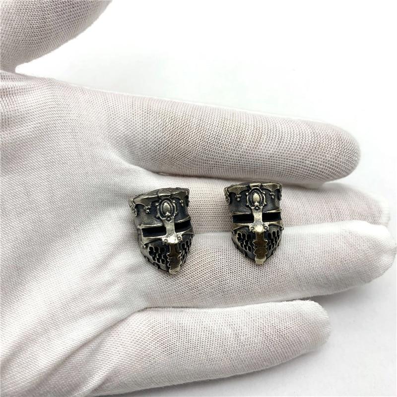 Brass Samurail Helmet Knife Bead Lanyard Pendant DIY Handmade Paracord Rope Beads Accessory Vintage Car Keychain